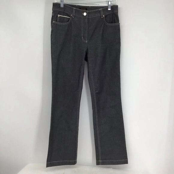 Escada Denim - Escada Women’s Straight Leg Soft Metallic Stretch Grey Jeans Size 34 FR - US 24